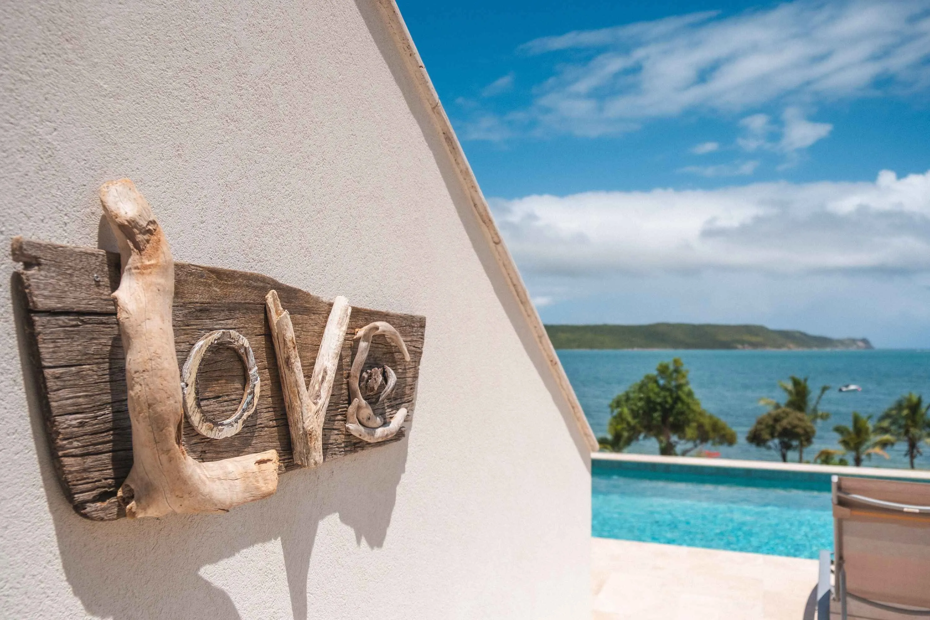 Love sign by poolside