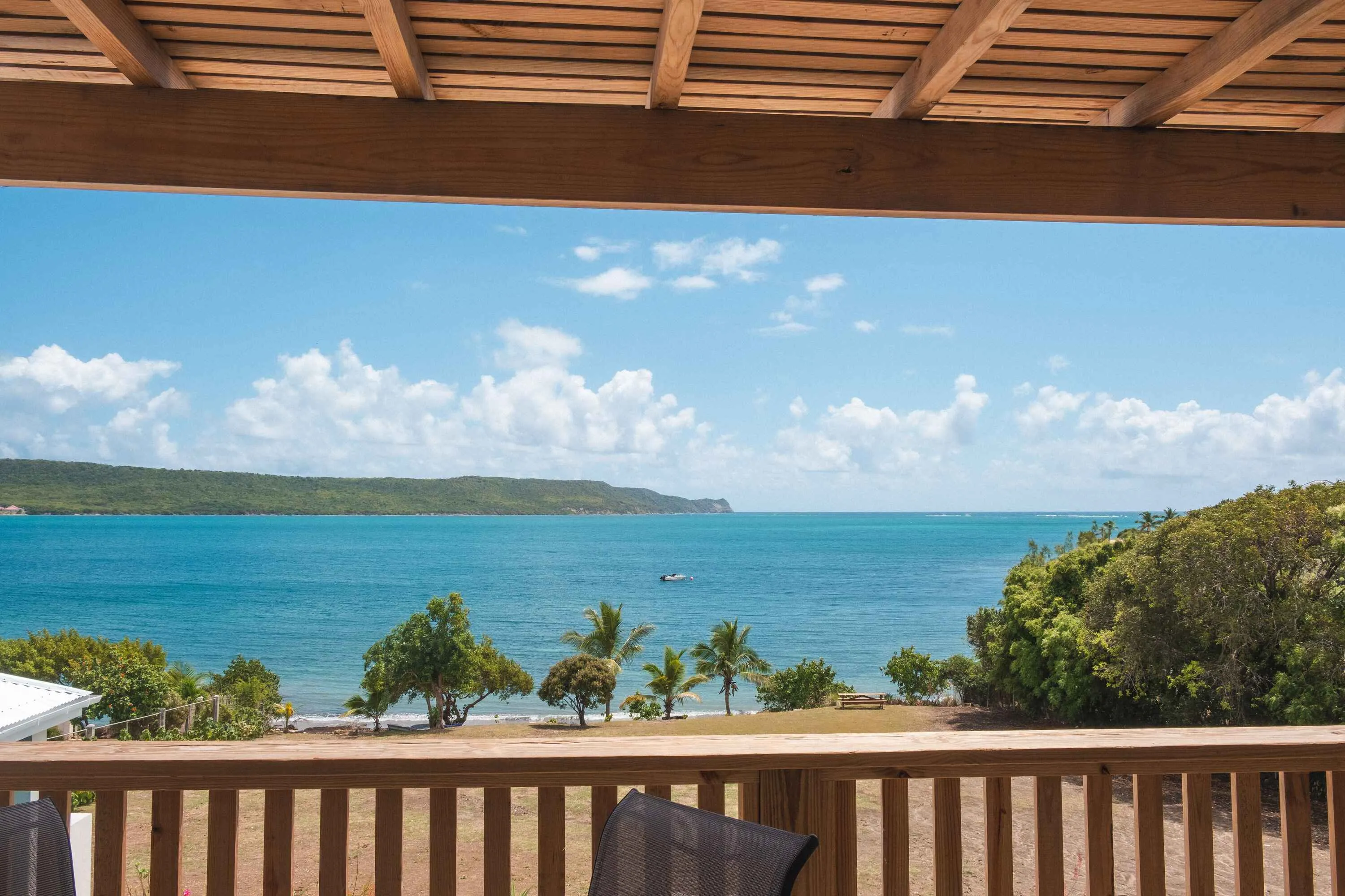 View of Willoughby bay from a Moonshine bedroom terrace area